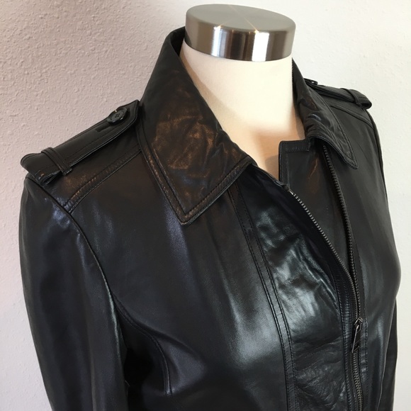 Burberry lamb skin leather Moto jacket EUC Sz. 8 - Picture 2 of 8